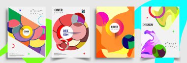 Modern soyut kapaklar seti. Cool gradient şekilleri bileşimi, vektör tasarımı kapsar.