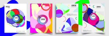 Modern soyut kapaklar seti. Cool gradient şekilleri bileşimi, vektör tasarımı kapsar.