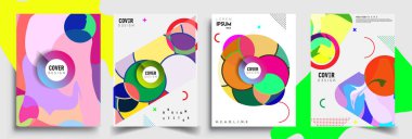 Modern soyut kapaklar seti. Cool gradient şekilleri bileşimi, vektör tasarımı kapsar.