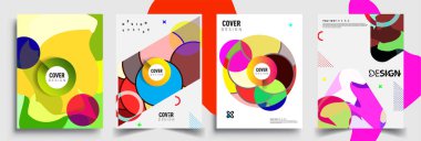 Modern soyut kapaklar seti. Cool gradient şekilleri bileşimi, vektör tasarımı kapsar.