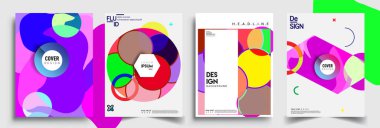 Modern soyut kapaklar seti. Cool gradient şekilleri bileşimi, vektör tasarımı kapsar.