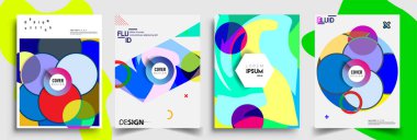 Modern soyut kapaklar seti. Cool gradient şekilleri bileşimi, vektör tasarımı kapsar.