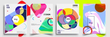Modern soyut kapaklar seti. Cool gradient şekilleri bileşimi, vektör tasarımı kapsar.