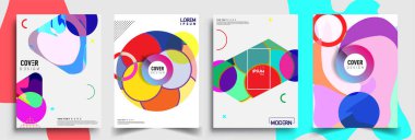 Modern soyut kapaklar seti. Cool gradient şekilleri bileşimi, vektör tasarımı kapsar.