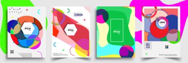 Modern soyut kapaklar seti. Cool gradient şekilleri bileşimi, vektör tasarımı kapsar.