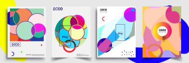 Modern soyut kapaklar seti. Cool gradient şekilleri bileşimi, vektör tasarımı kapsar.