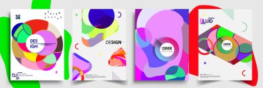 Modern soyut kapaklar seti. Cool gradient şekilleri bileşimi, vektör tasarımı kapsar.