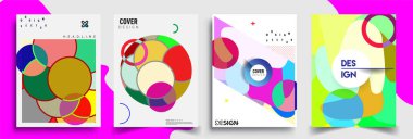 Modern soyut kapaklar seti. Cool gradient şekilleri bileşimi, vektör tasarımı kapsar.