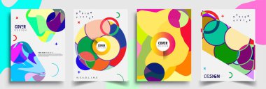 Modern soyut kapaklar seti. Cool gradient şekilleri bileşimi, vektör tasarımı kapsar.