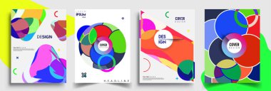 Modern soyut kapaklar seti. Cool gradient şekilleri bileşimi, vektör tasarımı kapsar.