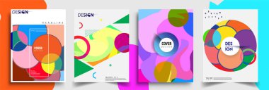 Modern soyut kapaklar seti. Cool gradient şekilleri bileşimi, vektör tasarımı kapsar.