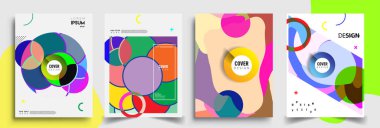 Modern soyut kapaklar seti. Cool gradient şekilleri bileşimi, vektör tasarımı kapsar.