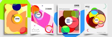 Modern soyut kapaklar seti. Cool gradient şekilleri bileşimi, vektör tasarımı kapsar.