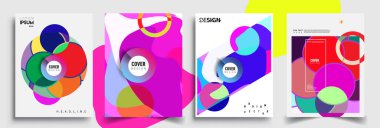 Modern soyut kapaklar seti. Cool gradient şekilleri bileşimi, vektör tasarımı kapsar.