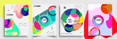 Modern soyut kapaklar seti. Cool gradient şekilleri bileşimi, vektör tasarımı kapsar.