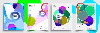 Modern soyut kapaklar seti. Cool gradient şekilleri bileşimi, vektör tasarımı kapsar.