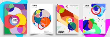Modern soyut kapaklar seti. Cool gradient şekilleri bileşimi, vektör tasarımı kapsar.