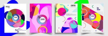 Modern soyut kapaklar seti. Cool gradient şekilleri bileşimi, vektör tasarımı kapsar.