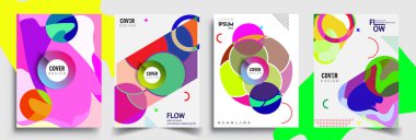 Modern soyut kapaklar seti. Cool gradient şekilleri bileşimi, vektör tasarımı kapsar.