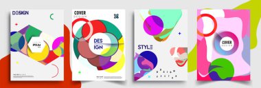 Modern soyut kapaklar seti. Cool gradient şekilleri bileşimi, vektör tasarımı kapsar.