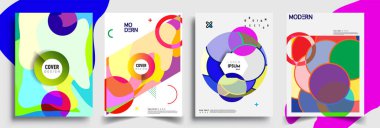 Modern soyut kapaklar seti. Cool gradient şekilleri bileşimi, vektör tasarımı kapsar.