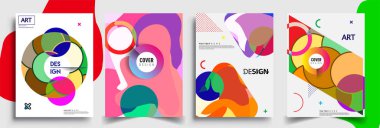 Modern soyut kapaklar seti. Cool gradient şekilleri bileşimi, vektör tasarımı kapsar.