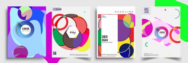 Modern soyut kapaklar seti. Cool gradient şekilleri bileşimi, vektör tasarımı kapsar.