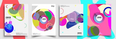 Modern soyut kapaklar seti. Cool gradient şekilleri bileşimi, vektör tasarımı kapsar.