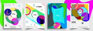 Modern soyut kapaklar seti. Cool gradient şekilleri bileşimi, vektör tasarımı kapsar.