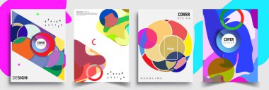 Modern soyut kapaklar seti. Cool gradient şekilleri bileşimi, vektör tasarımı kapsar.