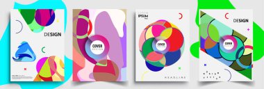 Modern soyut kapaklar seti. Cool gradient şekilleri bileşimi, vektör tasarımı kapsar.