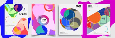 Modern soyut kapaklar seti. Cool gradient şekilleri bileşimi, vektör tasarımı kapsar.