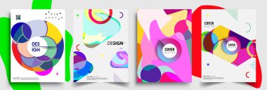 Modern soyut kapaklar seti. Cool gradient şekilleri bileşimi, vektör tasarımı kapsar.