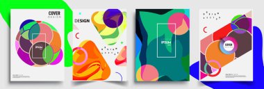 Modern soyut kapaklar seti. Cool gradient şekilleri bileşimi, vektör tasarımı kapsar.