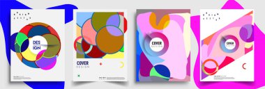 Modern soyut kapaklar seti. Cool gradient şekilleri bileşimi, vektör tasarımı kapsar.