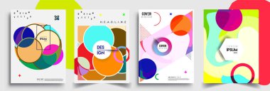 Modern soyut kapaklar seti. Cool gradient şekilleri bileşimi, vektör tasarımı kapsar.