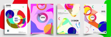 Modern soyut kapaklar seti. Cool gradient şekilleri bileşimi, vektör tasarımı kapsar.