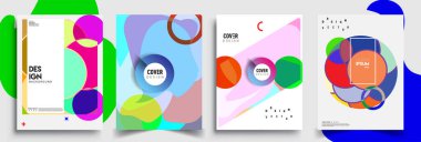 Modern soyut kapaklar seti. Cool gradient şekilleri bileşimi, vektör tasarımı kapsar.