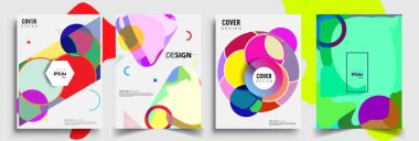 Modern soyut kapaklar seti. Cool gradient şekilleri bileşimi, vektör tasarımı kapsar.