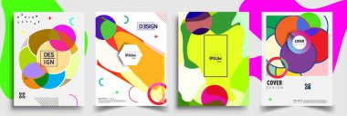 Modern soyut kapaklar seti. Cool gradient şekilleri bileşimi, vektör tasarımı kapsar.