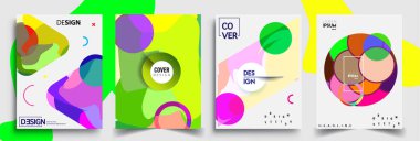 Modern soyut kapaklar seti. Cool gradient şekilleri bileşimi, vektör tasarımı kapsar.
