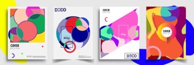 Modern soyut kapaklar seti. Cool gradient şekilleri bileşimi, vektör tasarımı kapsar.