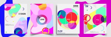 Modern soyut kapaklar seti. Cool gradient şekilleri bileşimi, vektör tasarımı kapsar.