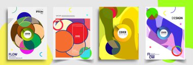 Modern soyut kapaklar seti. Cool gradient şekilleri bileşimi, vektör tasarımı kapsar.