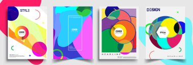 Modern soyut kapaklar seti. Cool gradient şekilleri bileşimi, vektör tasarımı kapsar.