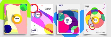 Modern soyut kapaklar seti. Cool gradient şekilleri bileşimi, vektör tasarımı kapsar.