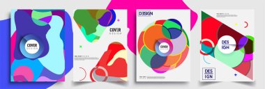 Modern soyut kapaklar seti. Cool gradient şekilleri bileşimi, vektör tasarımı kapsar.