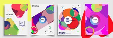 Modern soyut kapaklar seti. Cool gradient şekilleri bileşimi, vektör tasarımı kapsar.