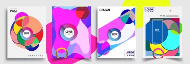 Modern soyut kapaklar seti. Cool gradient şekilleri bileşimi, vektör tasarımı kapsar.