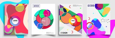 Modern soyut kapaklar seti. Cool gradient şekilleri bileşimi, vektör tasarımı kapsar.